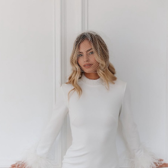 Brand New Party Dress with beading Feather  Ivory Color - Picture 3 of 3